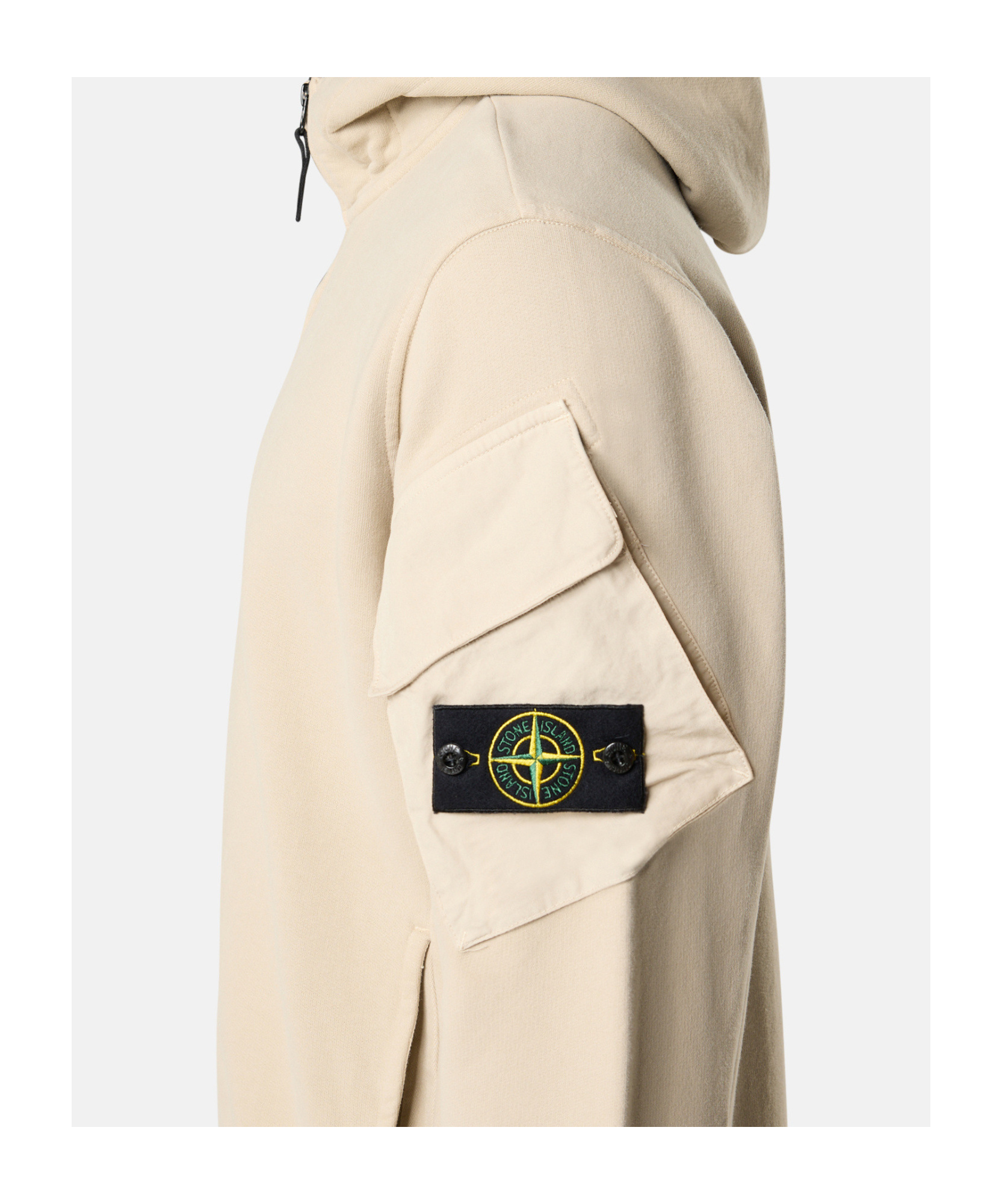 Stone Island Zip-up Hooded Sweatshirt In Neutral