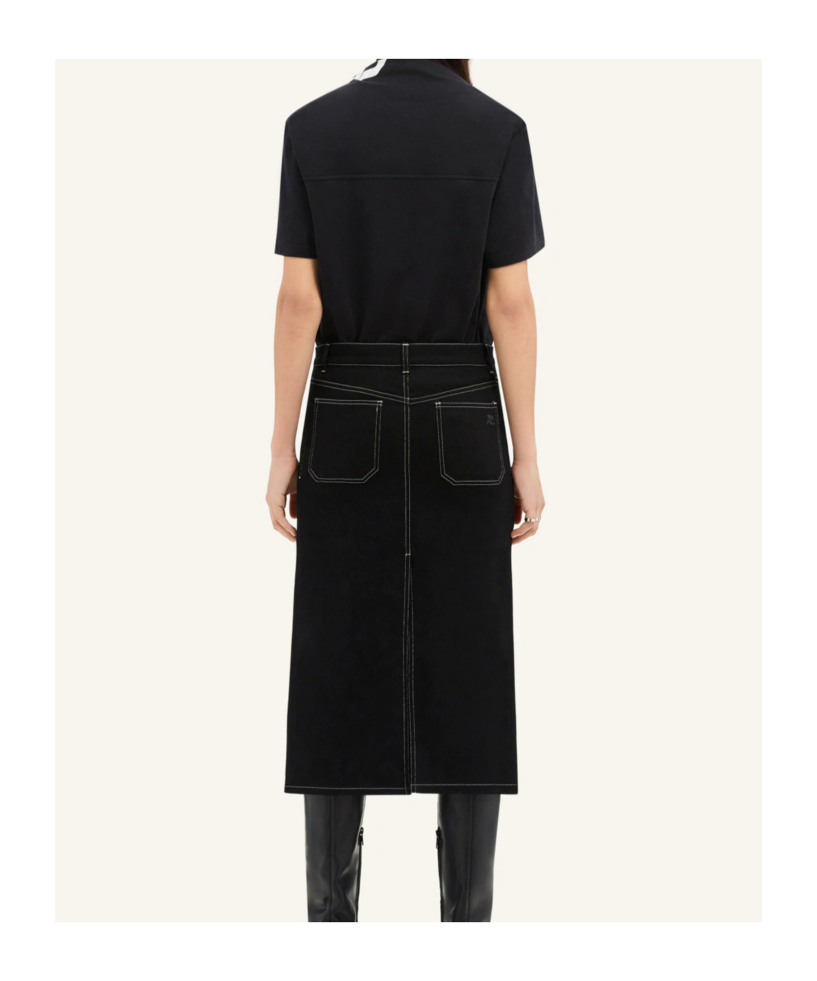 Courrèges Denim Midi Skirt In Black