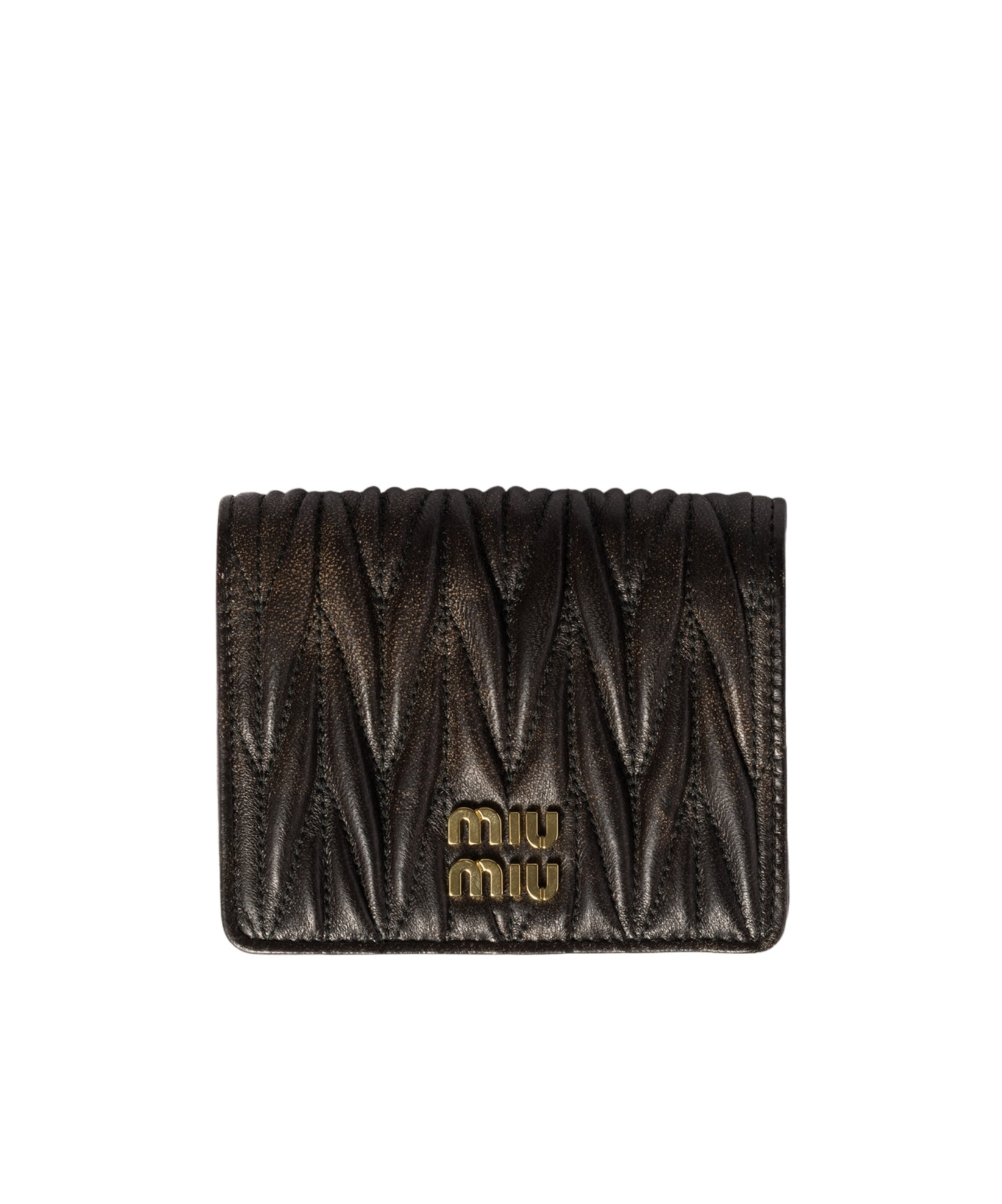 Miu Miu Small Matelassé Nappa Leather Wallet In Black