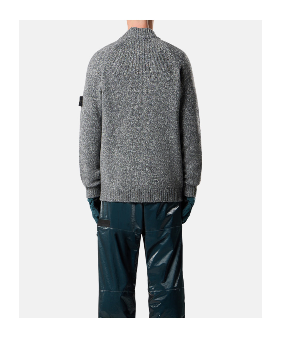 Stone Island Logo-patch Cardigan In Gray