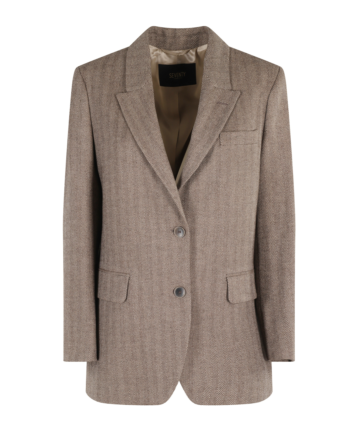 Seventy Herringbone Single-breasted Blazer In Brown