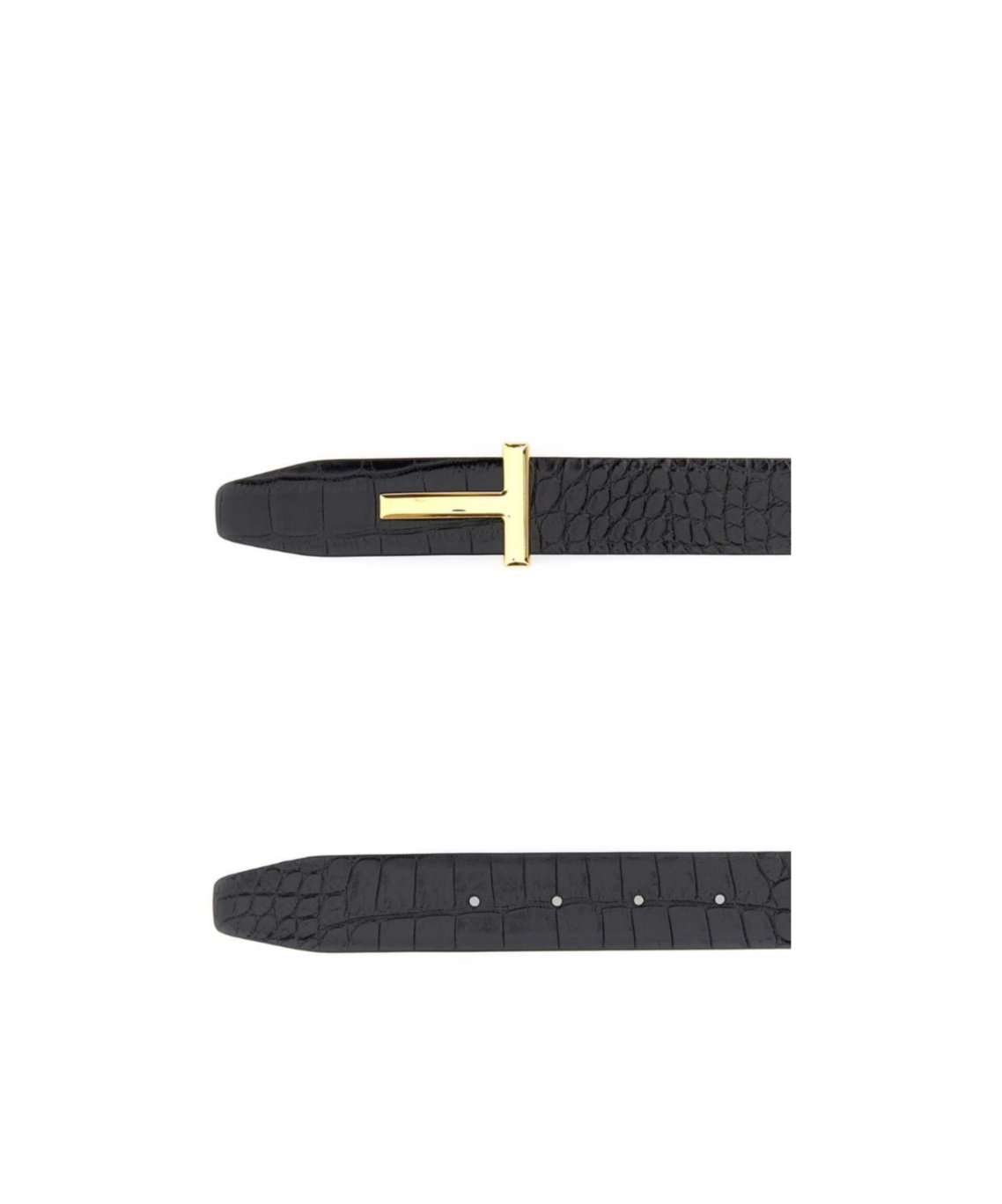 Tom Ford Crocodile-embossed T-buckle Belt In Black
