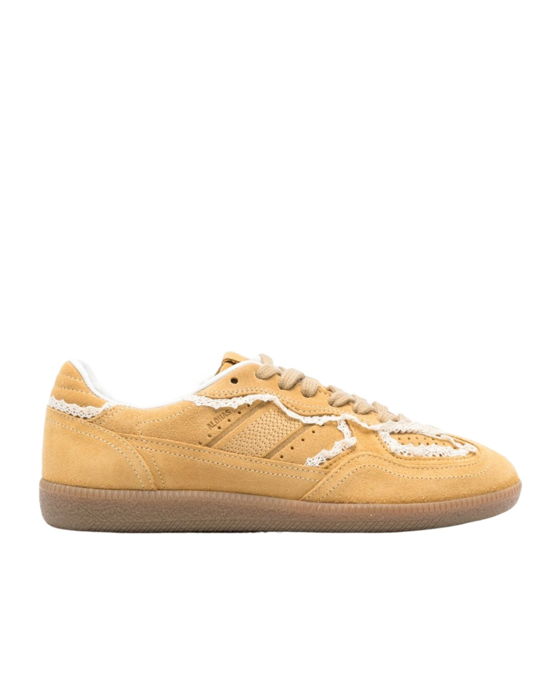 Alohas Tb 490 Low-top Suede Sneakers With Lace Inserts In Yellow