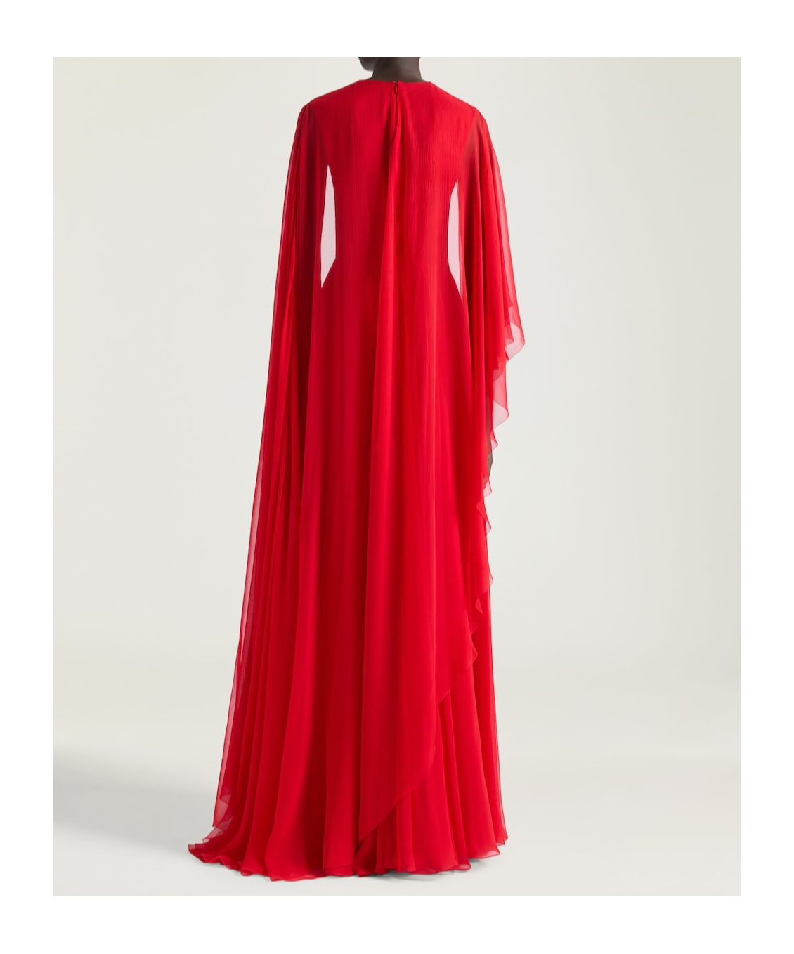 Givenchy Draped Evening Dress In Chiffon With Cape In Red