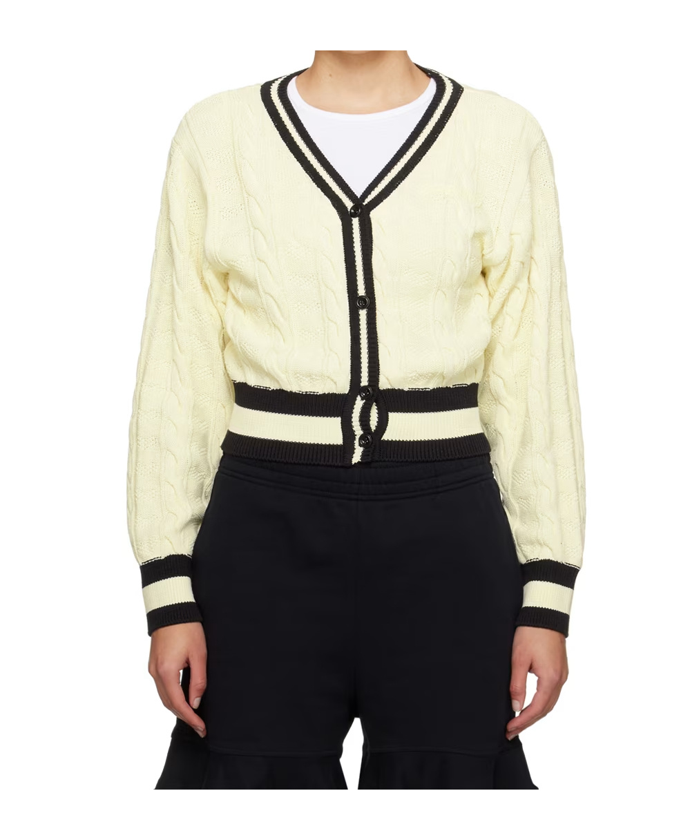 Open Yy Cable-knit Cardigan In White