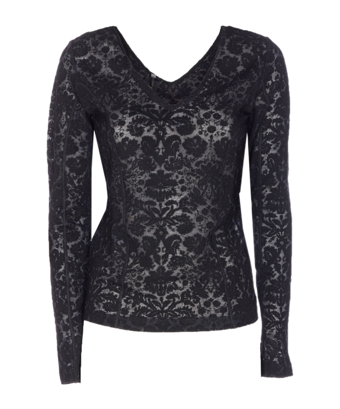 Pinko V-neck Long Sleeve Fitted Knitwear Top In Blue