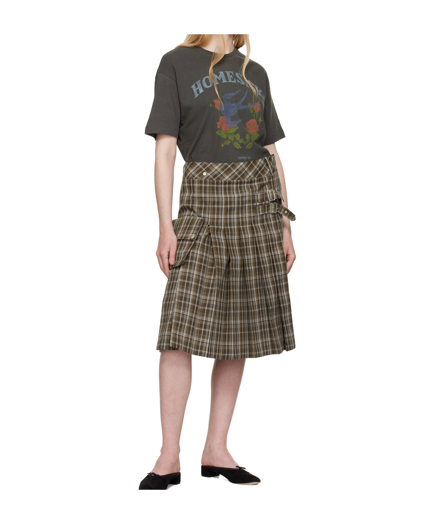 Open Yy Cotton Jersey T-shirt In Black