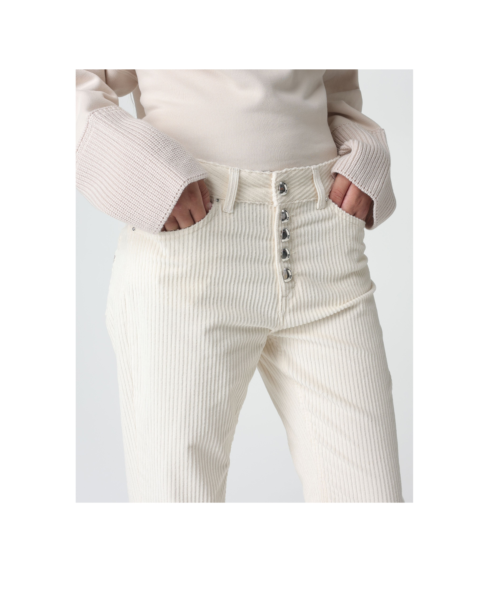 Dondup Belt-loop Casual Pants In White