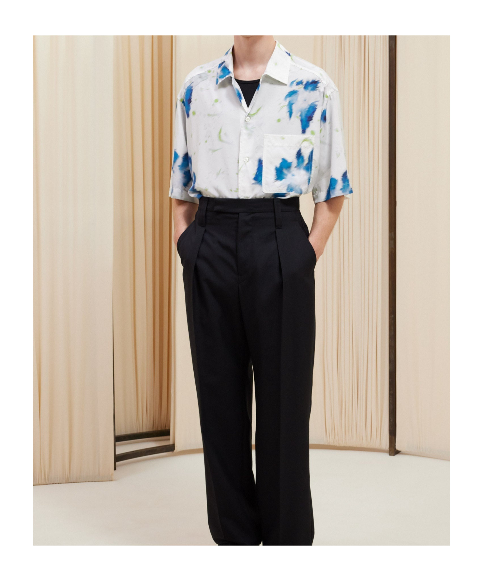 Lemaire Flower Pattern Short-sleeved Shirt In White