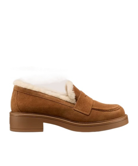 Stuart Weitzman Celia Lite Shearling Loafer In Brown