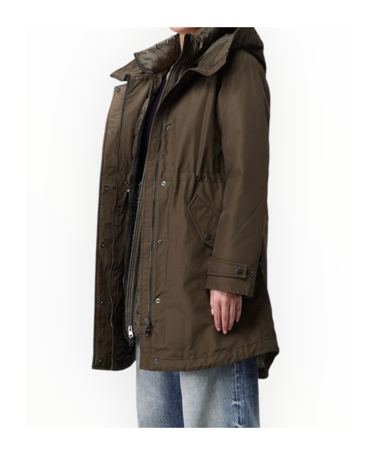 Woolrich Long-sleeved Down Jacket In Brown