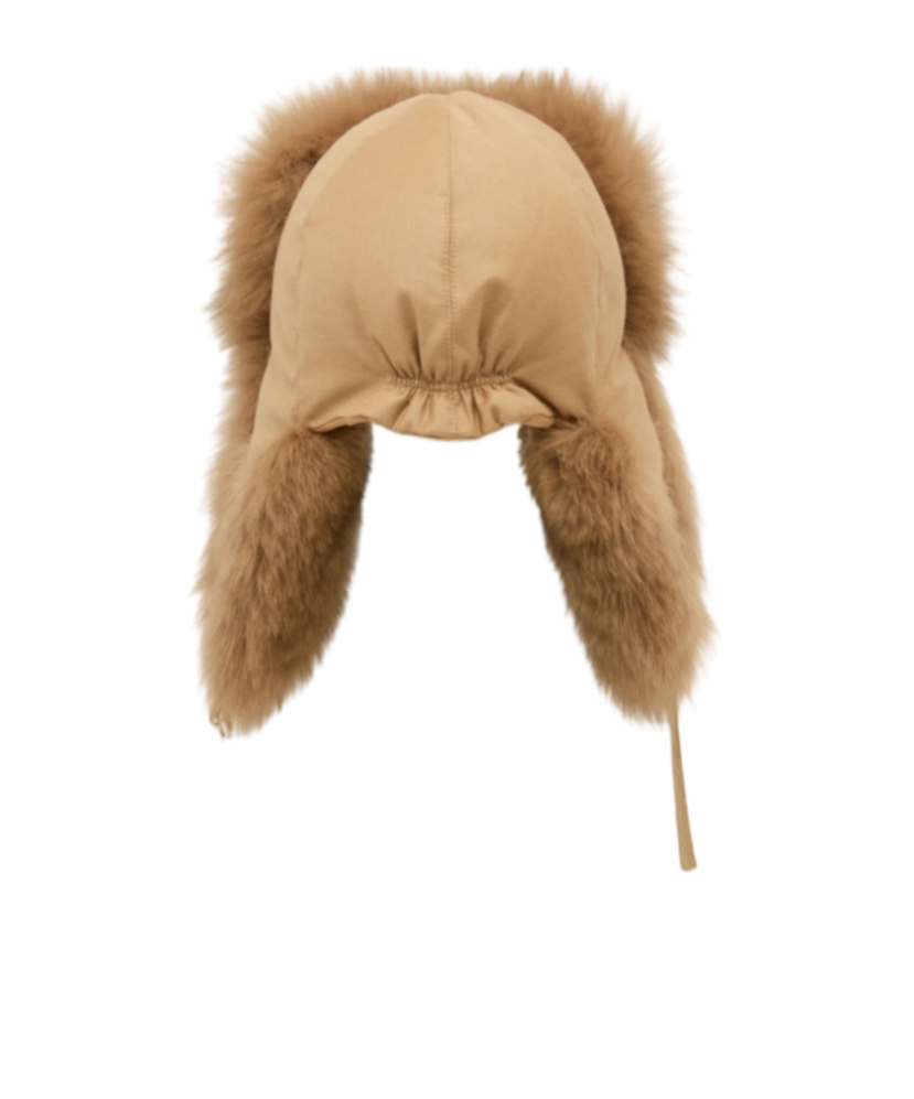 Yves Salomon Loro Piana Flannel And Fox Fur Ushanka In Brown