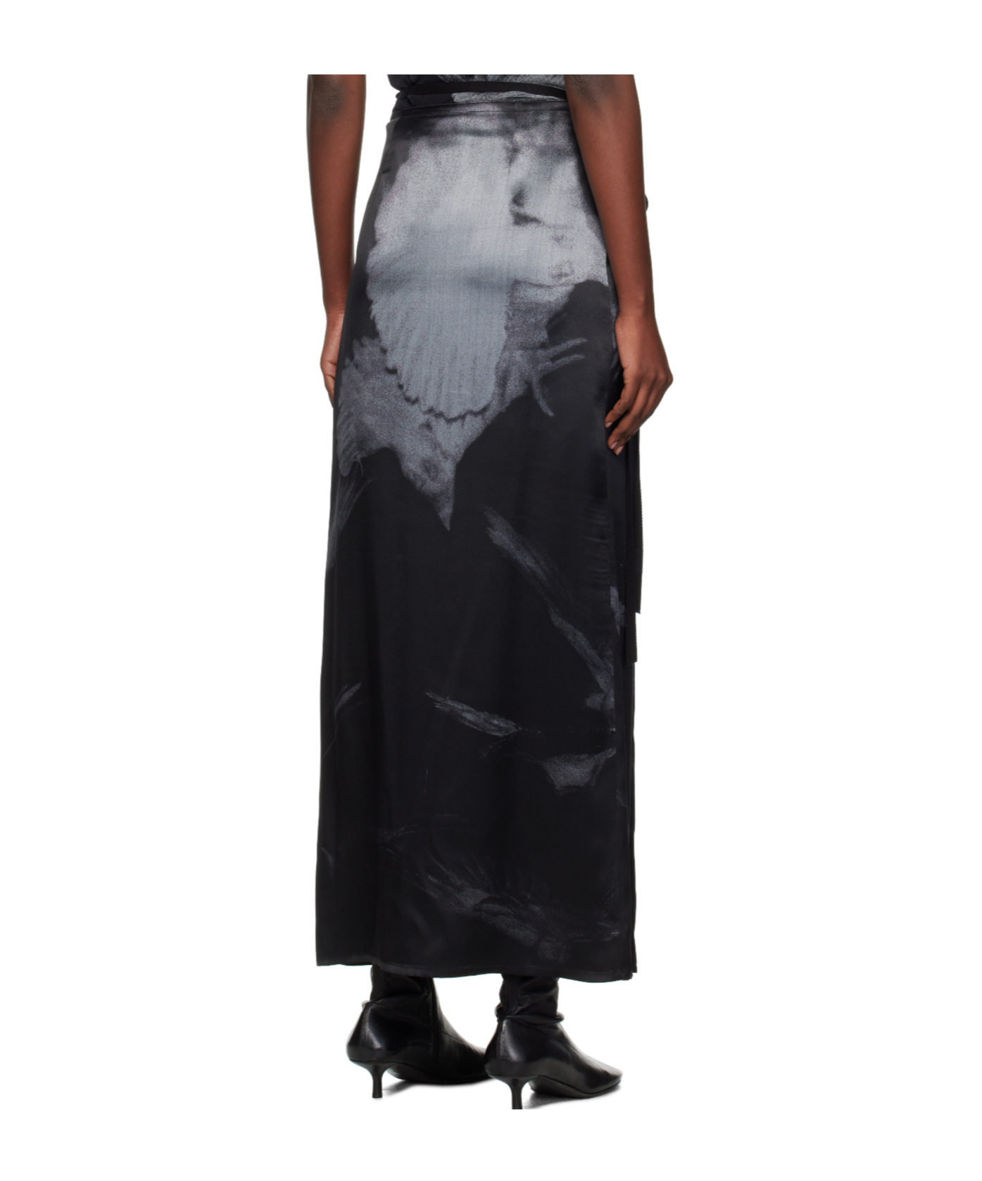 Ann Demeulemeester Oku Printed Wrap Skirt In Black