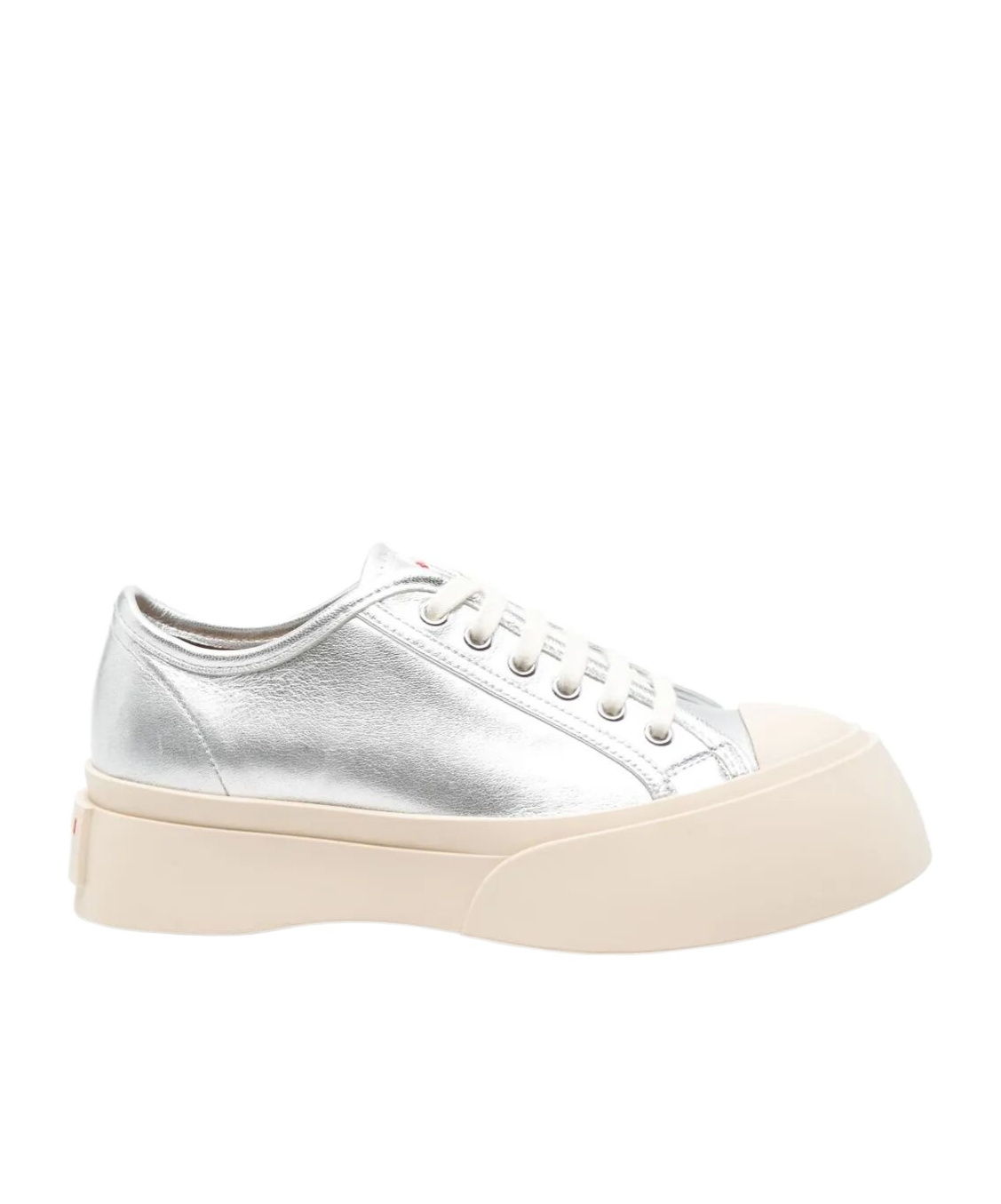 Marni Low-top Metallic Finish Sneakers With Rubber Sole In Silver