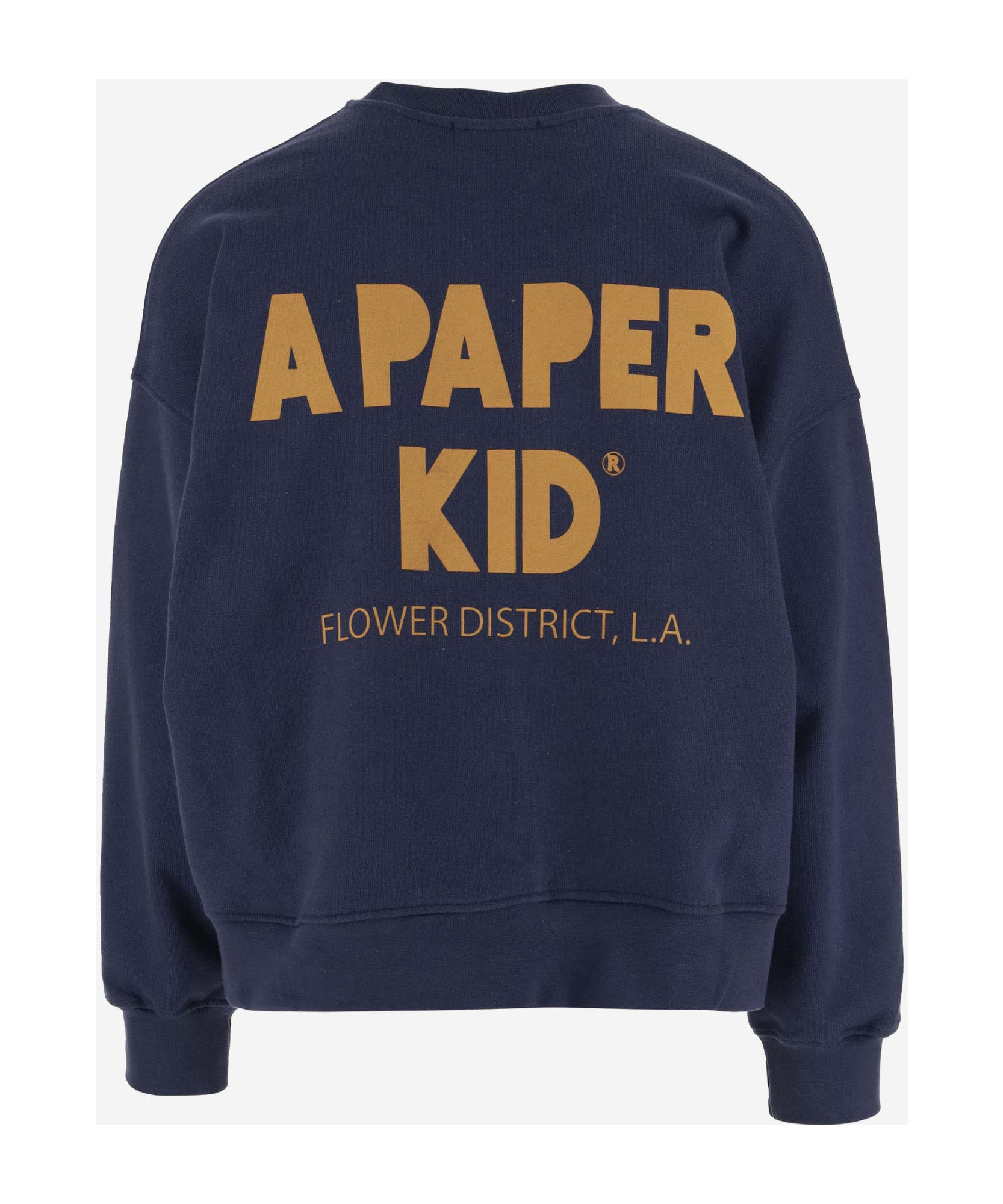A Paper Kid Brushed Cotton Crew-neck Sweatshirt With Maxi Back Print In Black