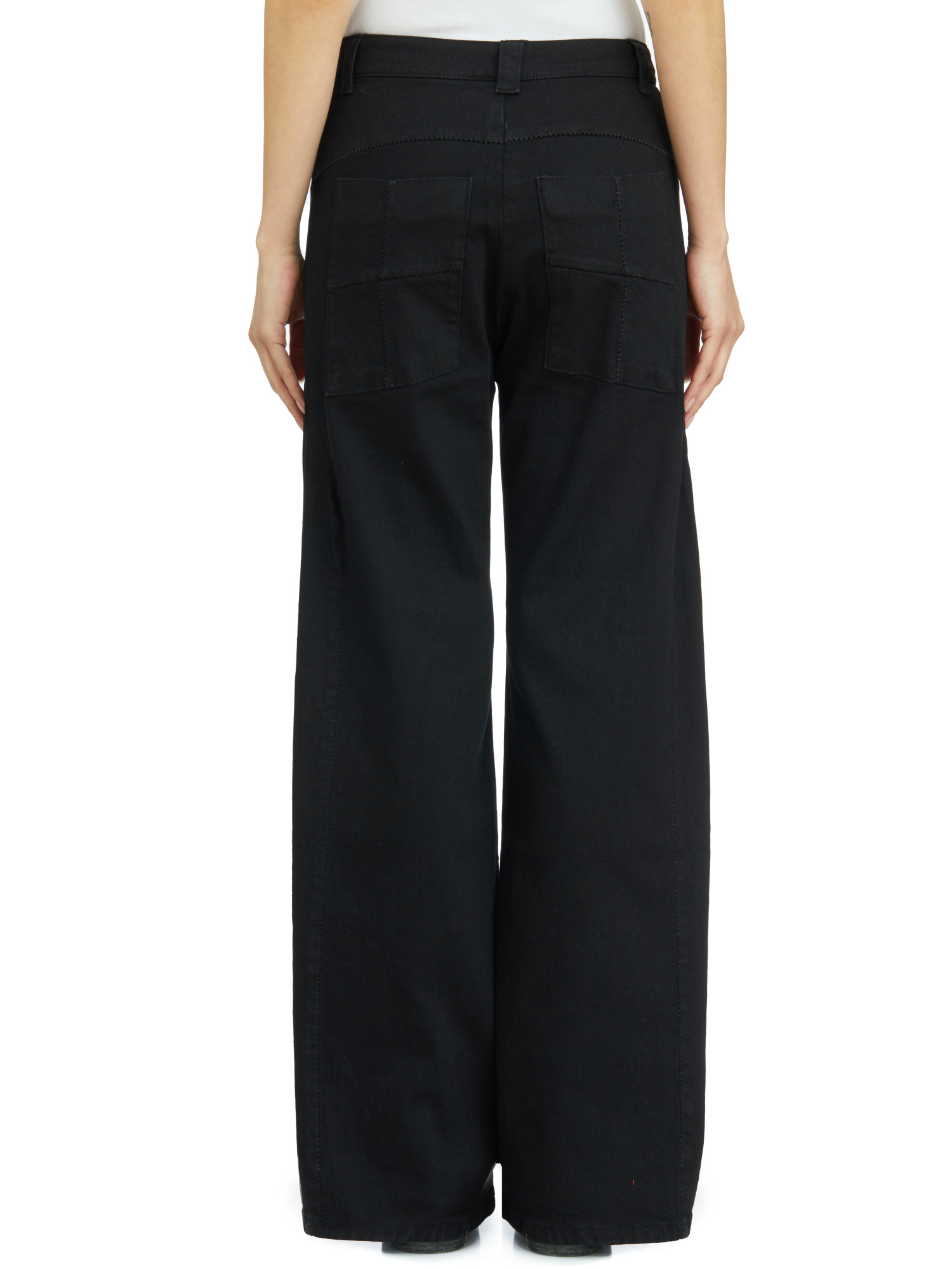 Thom Krom Pantaloni In Denim Gamba Larga In Black