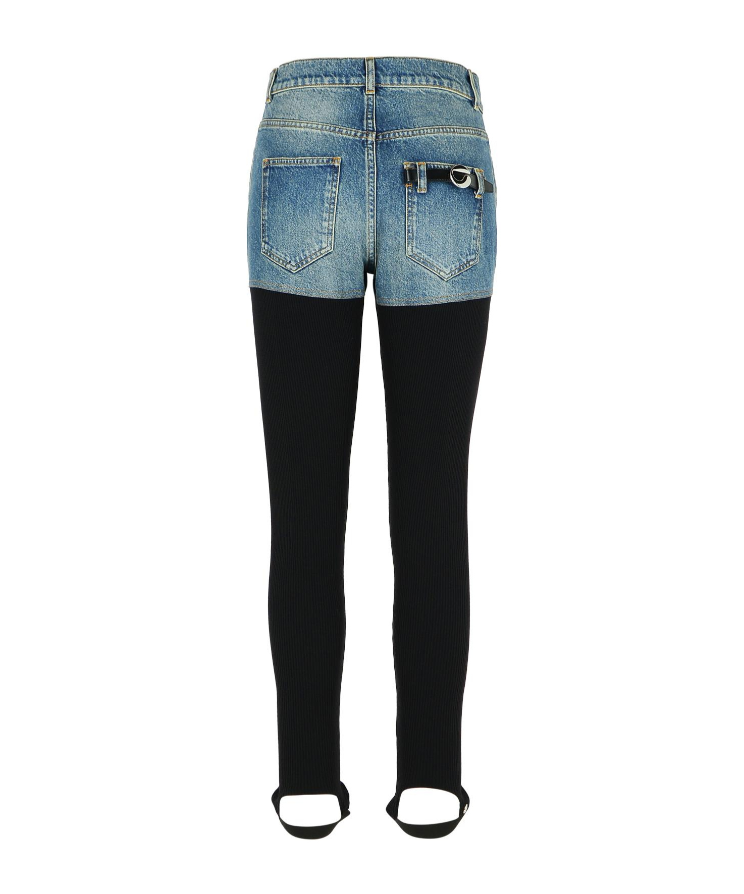 Coperni Layered Denim Shorts With Ribbed Leggings And Secure Fit In Black