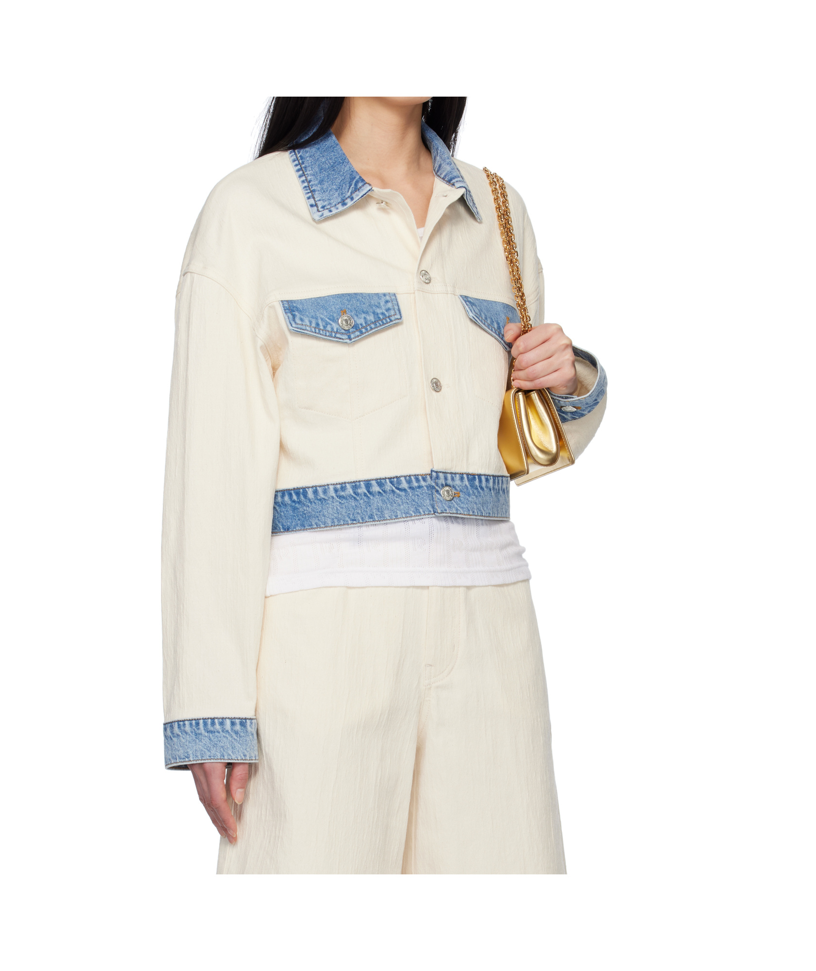 Moschino Textured Cotton Hemp Jacket In White