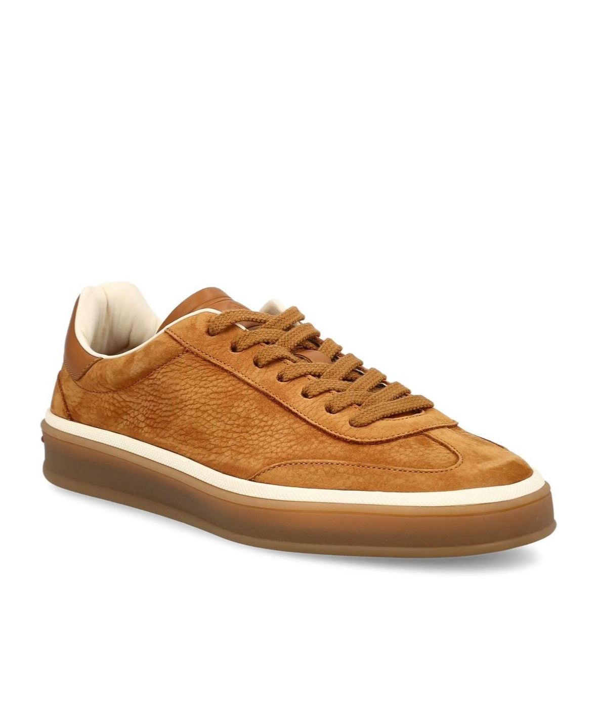 Loro Piana Leather Lace-up Sneakers In Brown