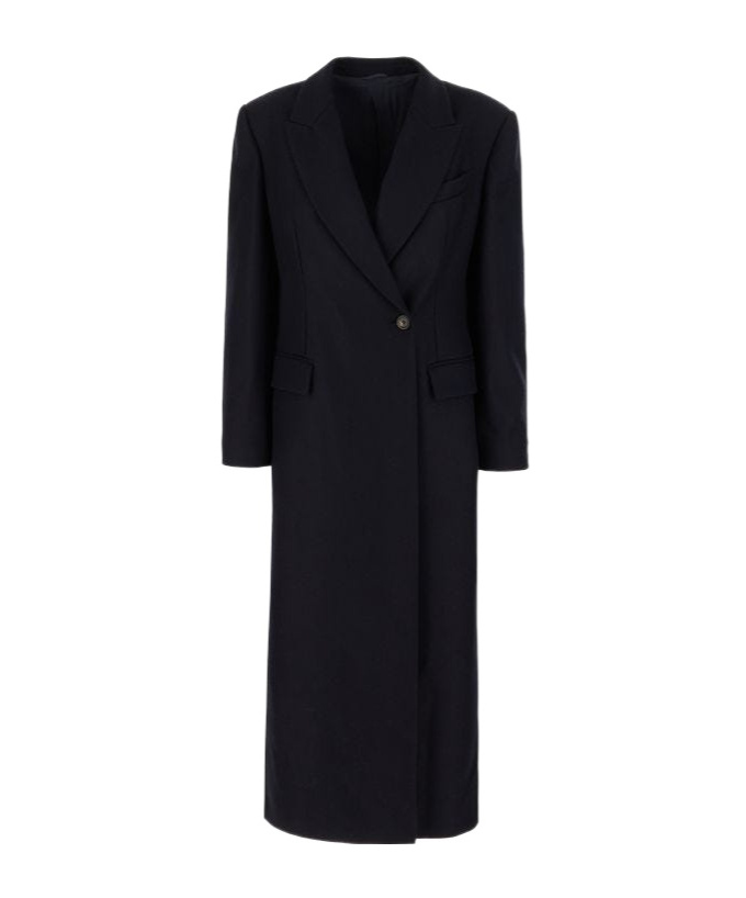 Brunello Cucinelli Wool Coat With Central Back Slit In Black