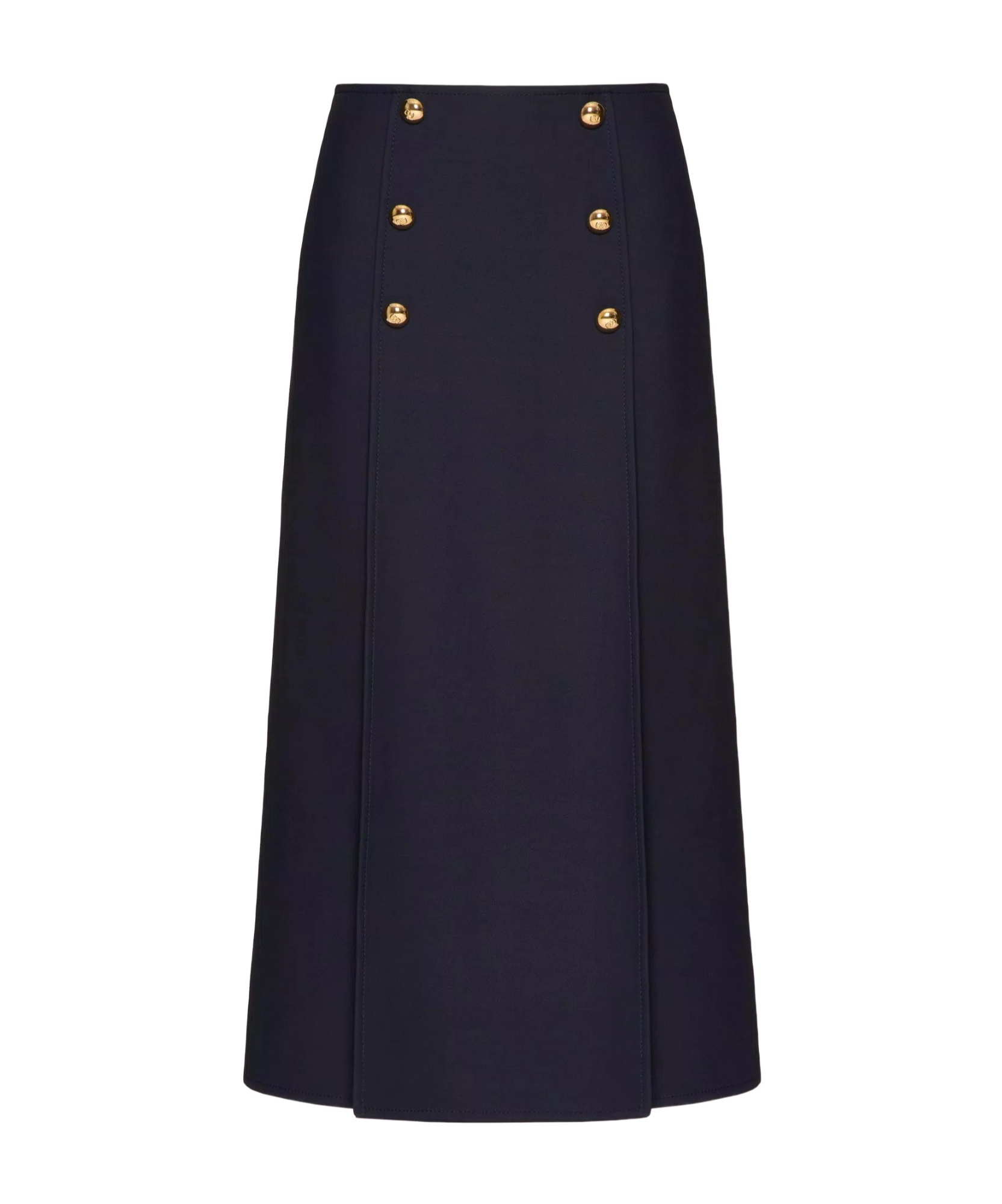 Valentino Crepe Couture Midi Skirt Woman Navy 38 In Blue