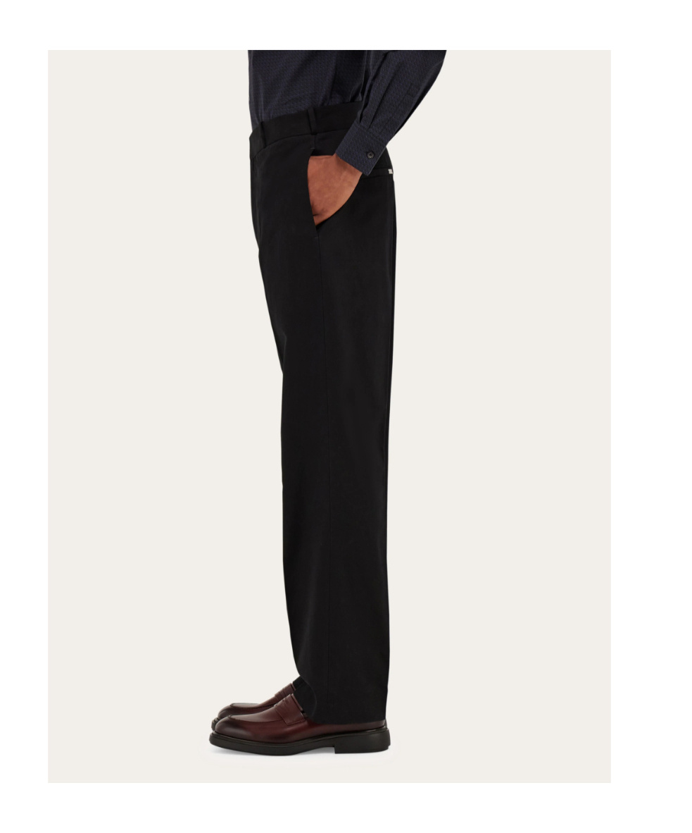 Ferragamo Cotton Canvas Pants In Black