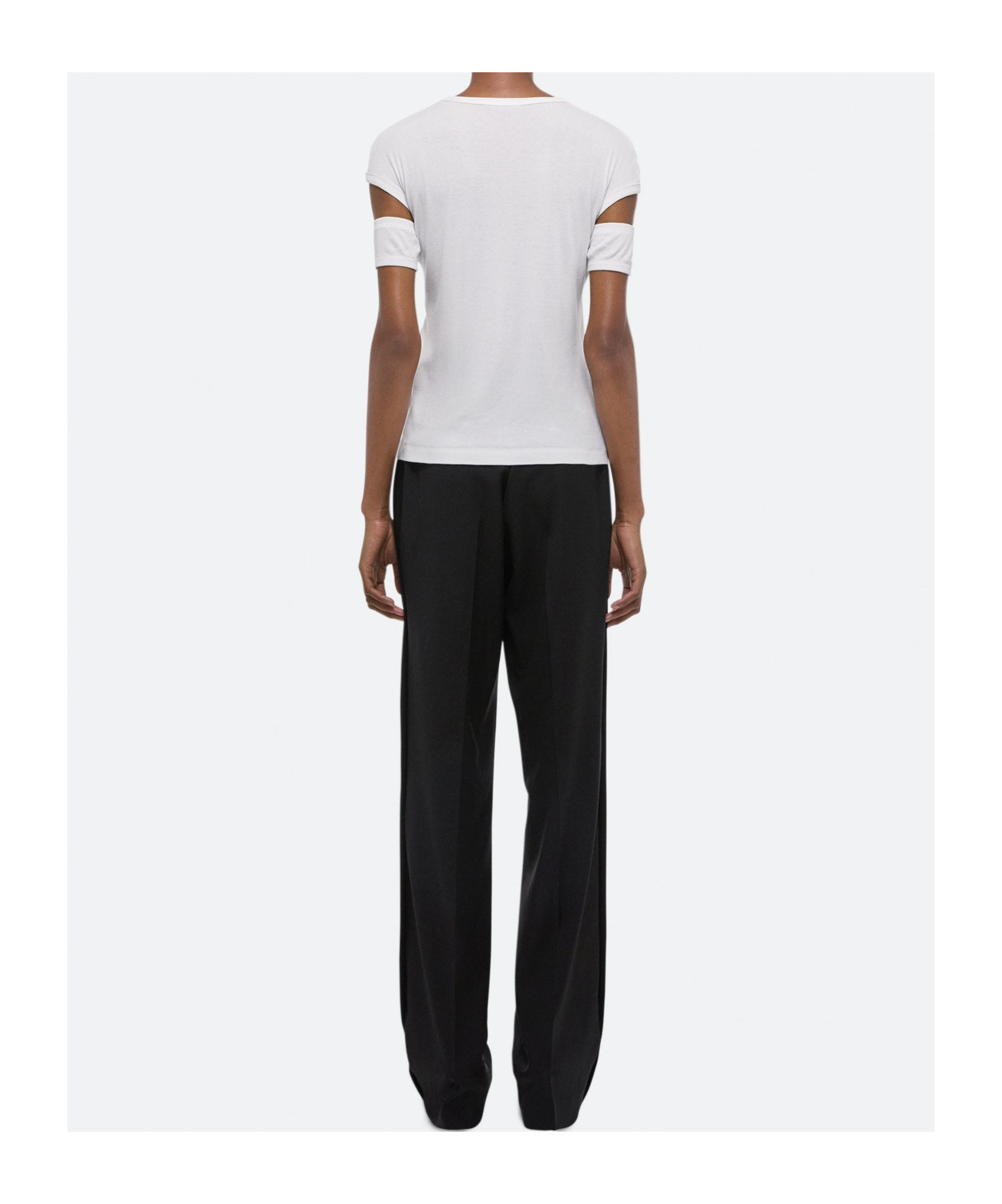 Helmut Lang Slash Shrunken Soft Tee Optic White In White