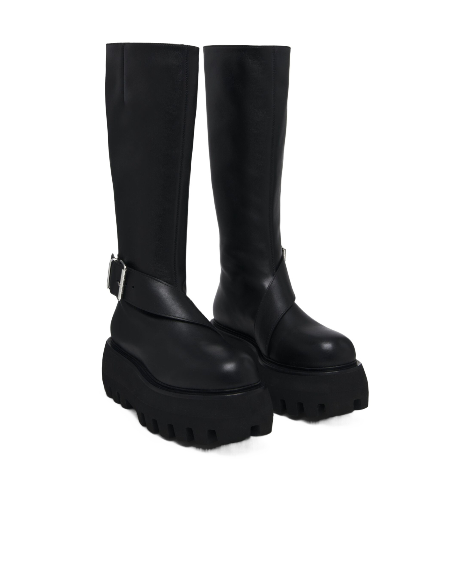 Alexander Mcqueen Leather Knee-high Boots In Black