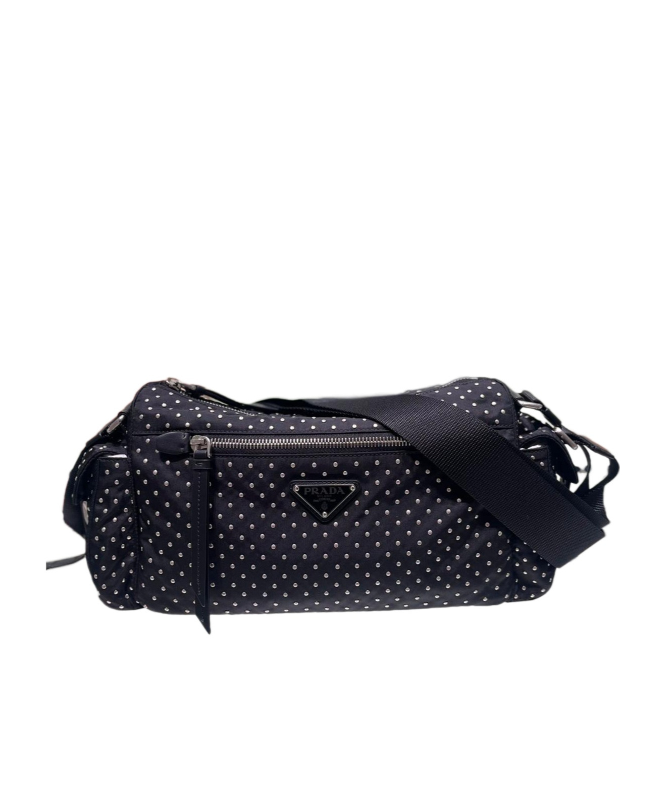 Prada Re-nylon Bag With Studs In Black