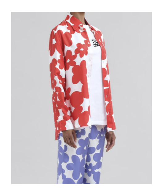 Marni Floral-print Shirt In Red