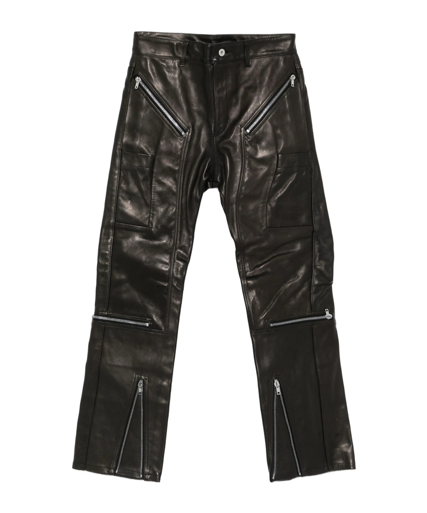 Rick Owens Zip-detail Leather Trousers In Black