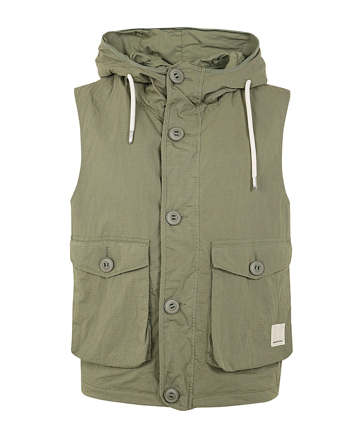 Emporio Armani Drawstring Ripstop Hooded Jacket In Gray