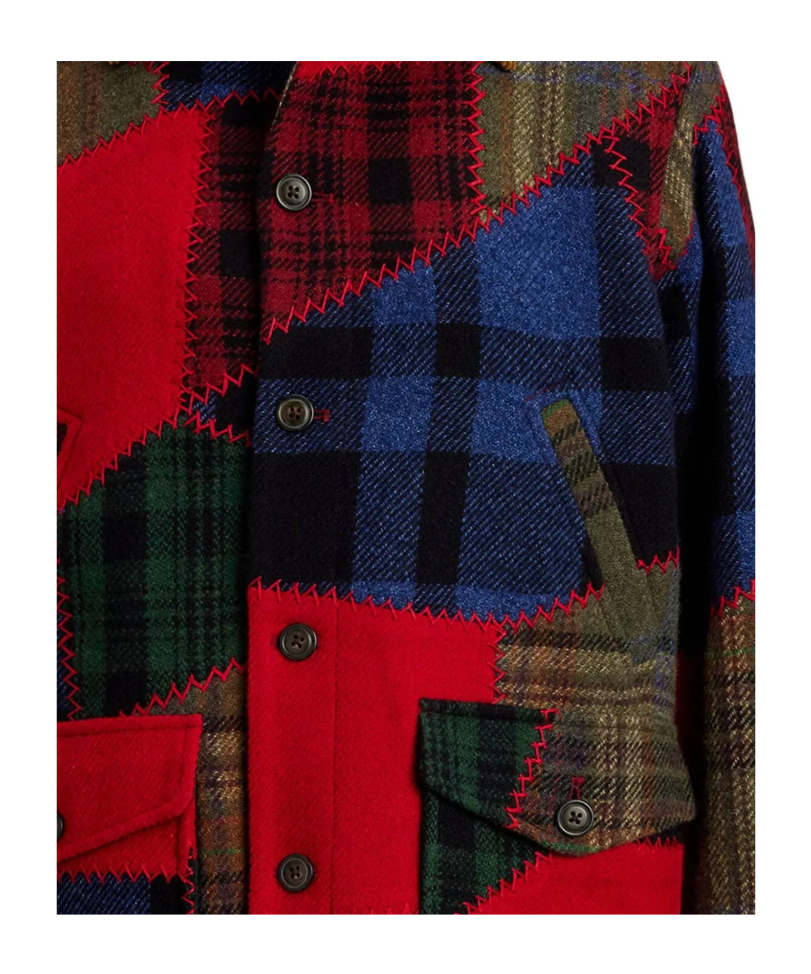Polo Ralph Lauren Wool Patchwork Woven Coat Multi Patchwork In Multi