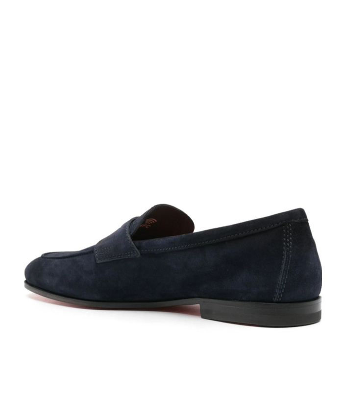 Santoni Men's Blue Suede Carlo Loafer In Blue