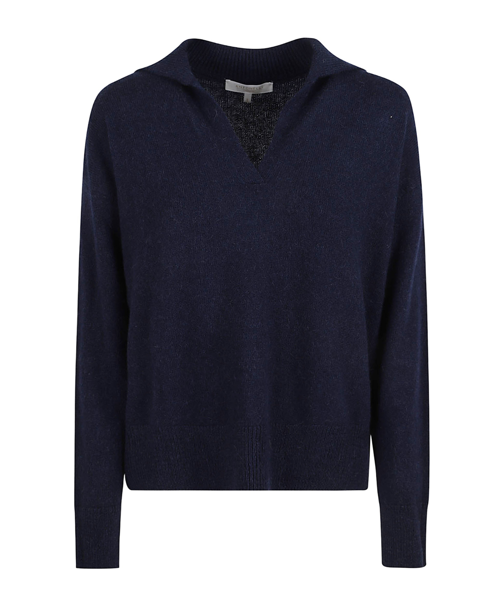 Antonelli Long-sleeved Ribbed Sweater In Blue