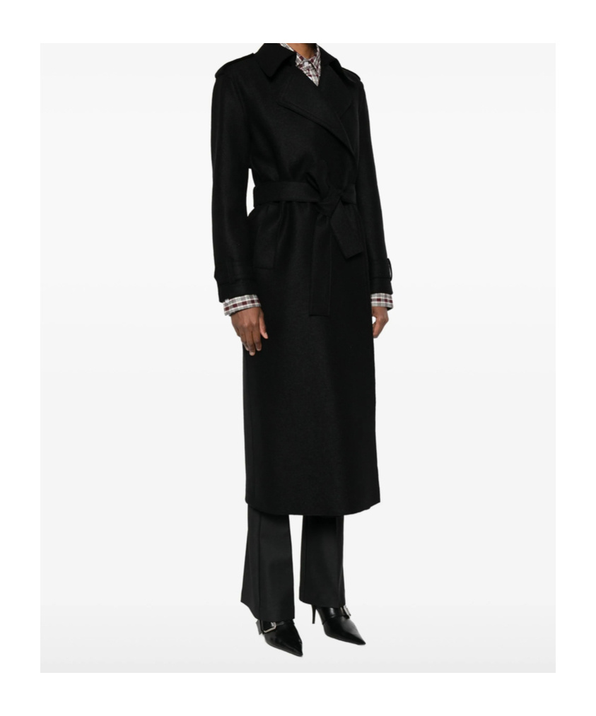 Harris Wharf London Belted Coat In Black