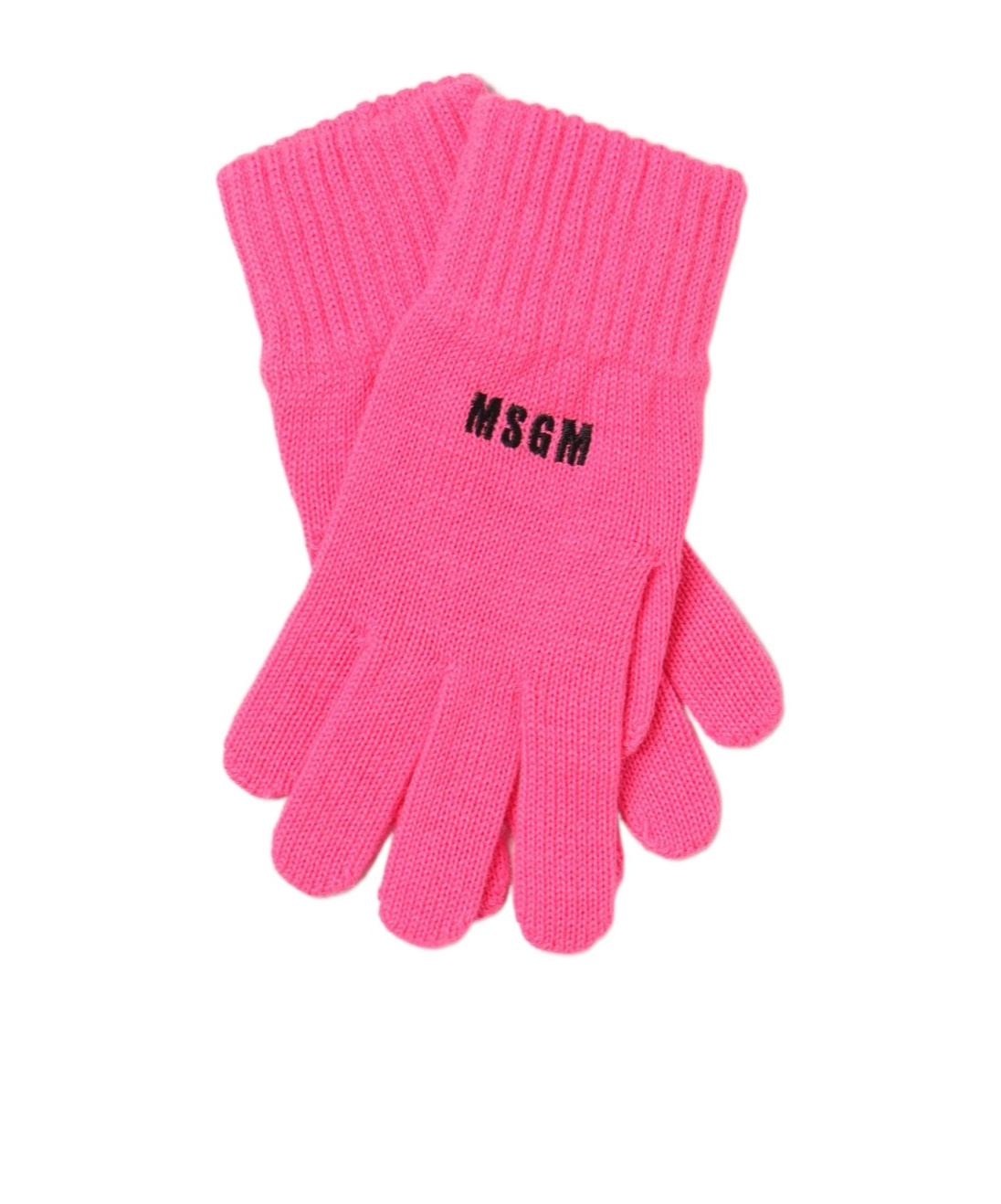 Msgm Logo-embroidered Knitted Gloves In Pink
