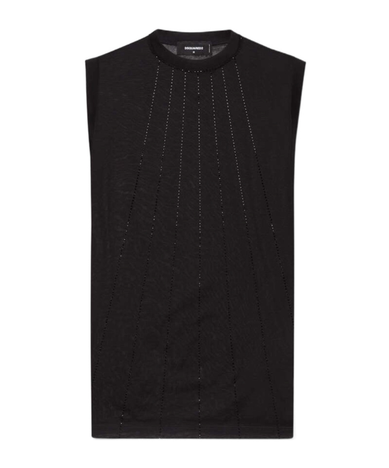 Shop Dsquared2 Rhinestone-embellished Tank Top In Black