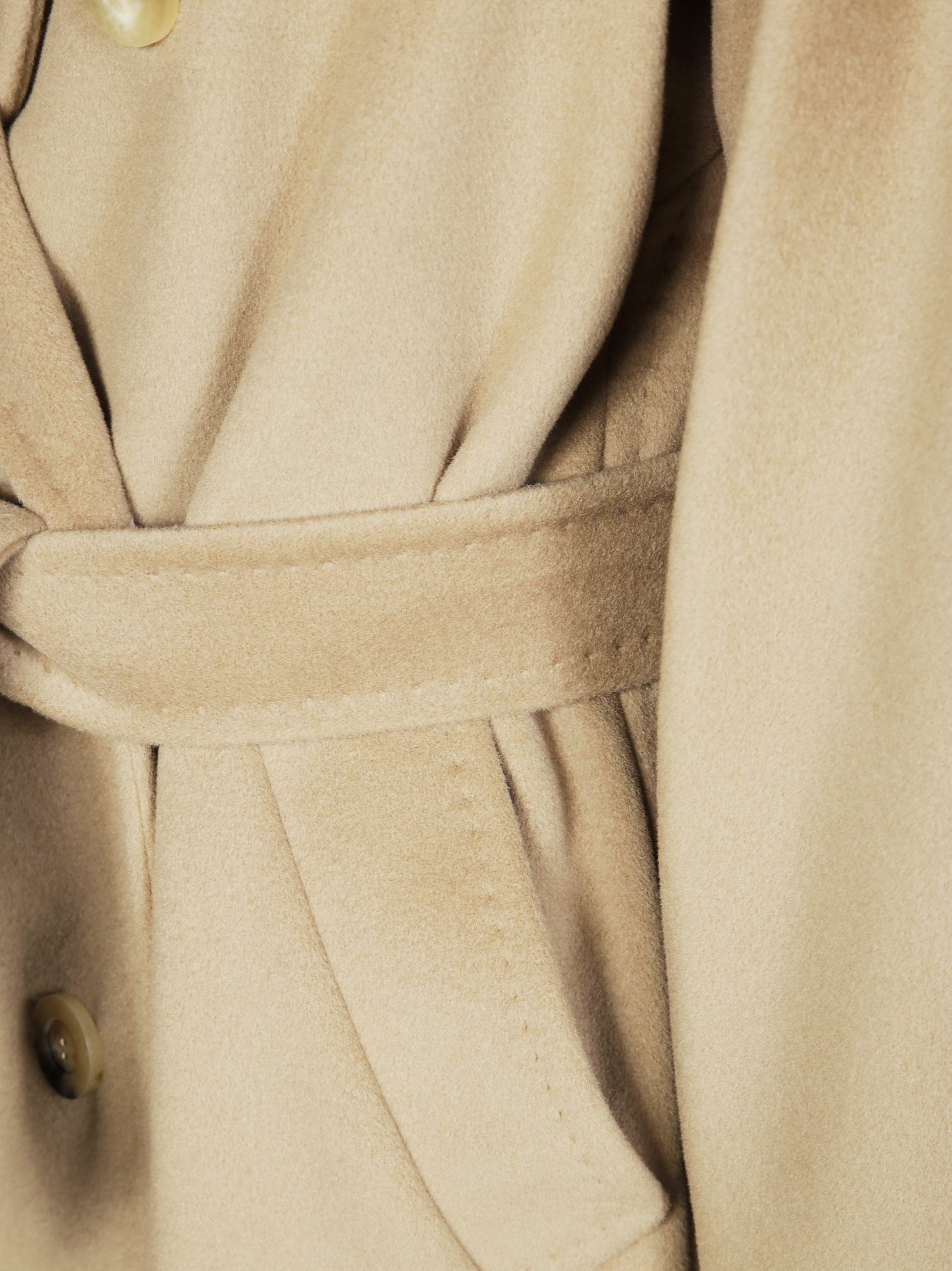 Max Mara Double-breasted Belted Coat Notched Lapels In Neutral