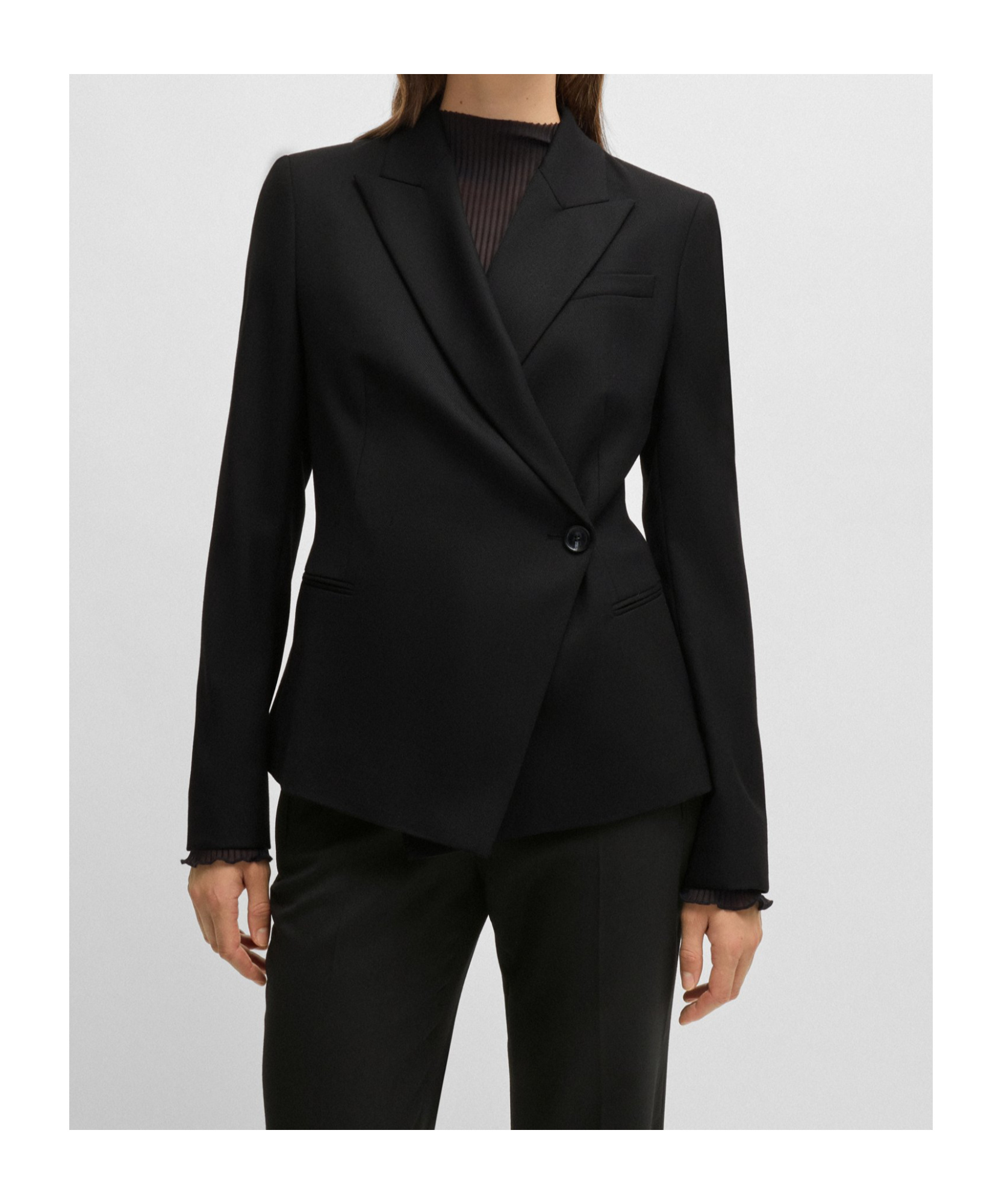 Hugo Boss Slim-fit Jacket In Wool-blend Twill In Black