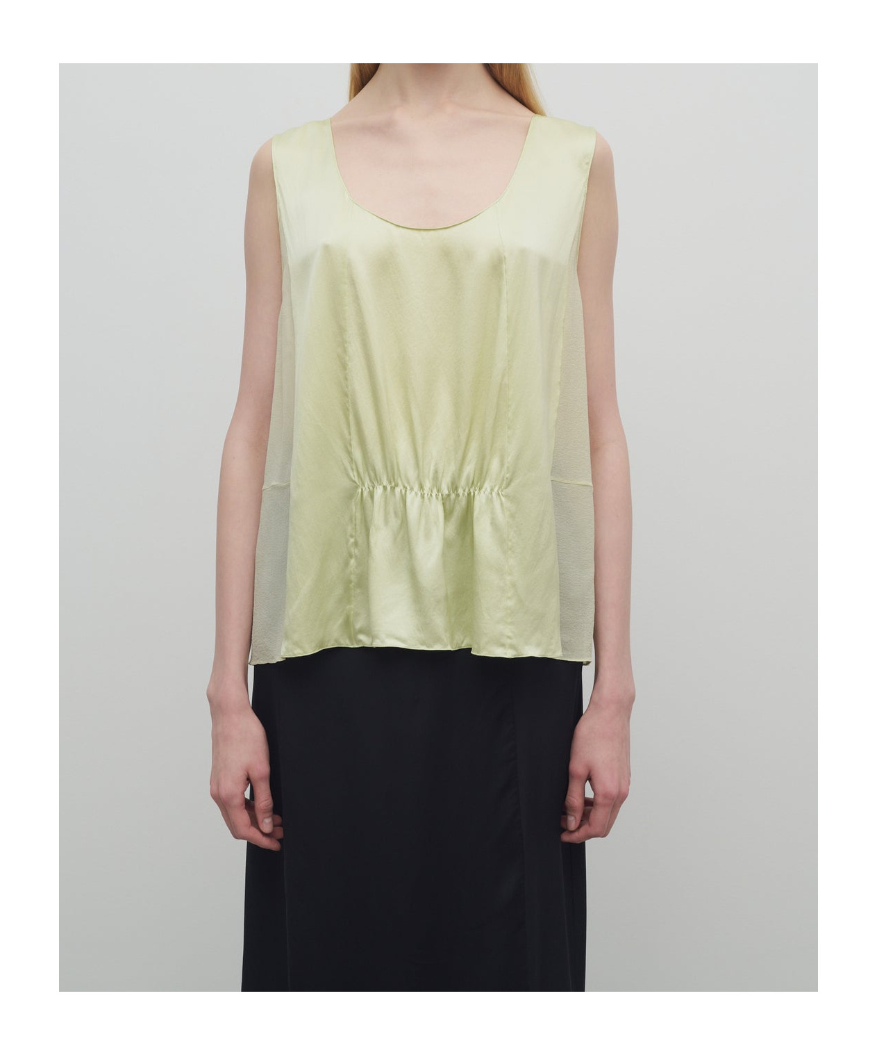 The Row Dinara Boxy Silk Top In Green