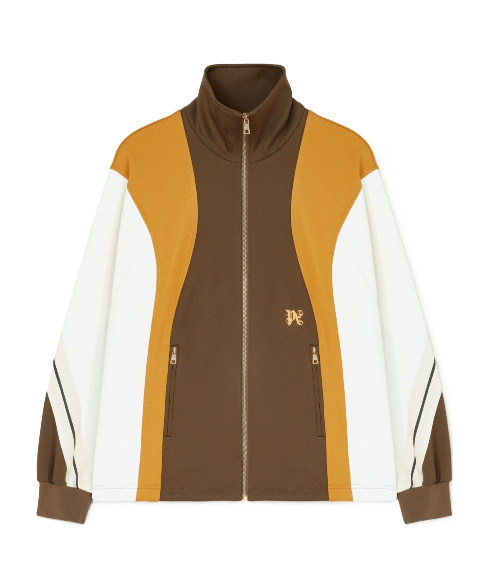 Palm Angels Sweatshirt Over Colour-block Brown\/ochre In Green