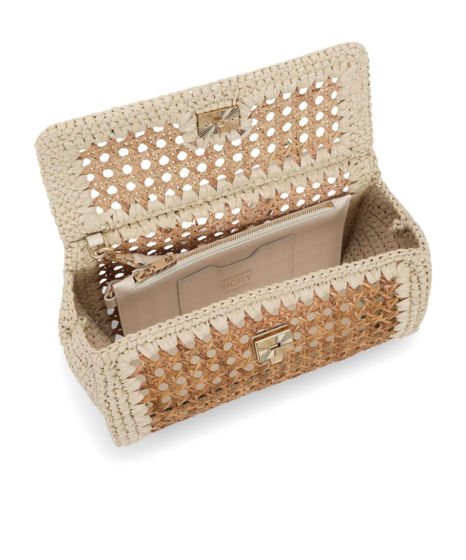 Dolce & Gabbana Sicily Cotton-blend Bag In Nude