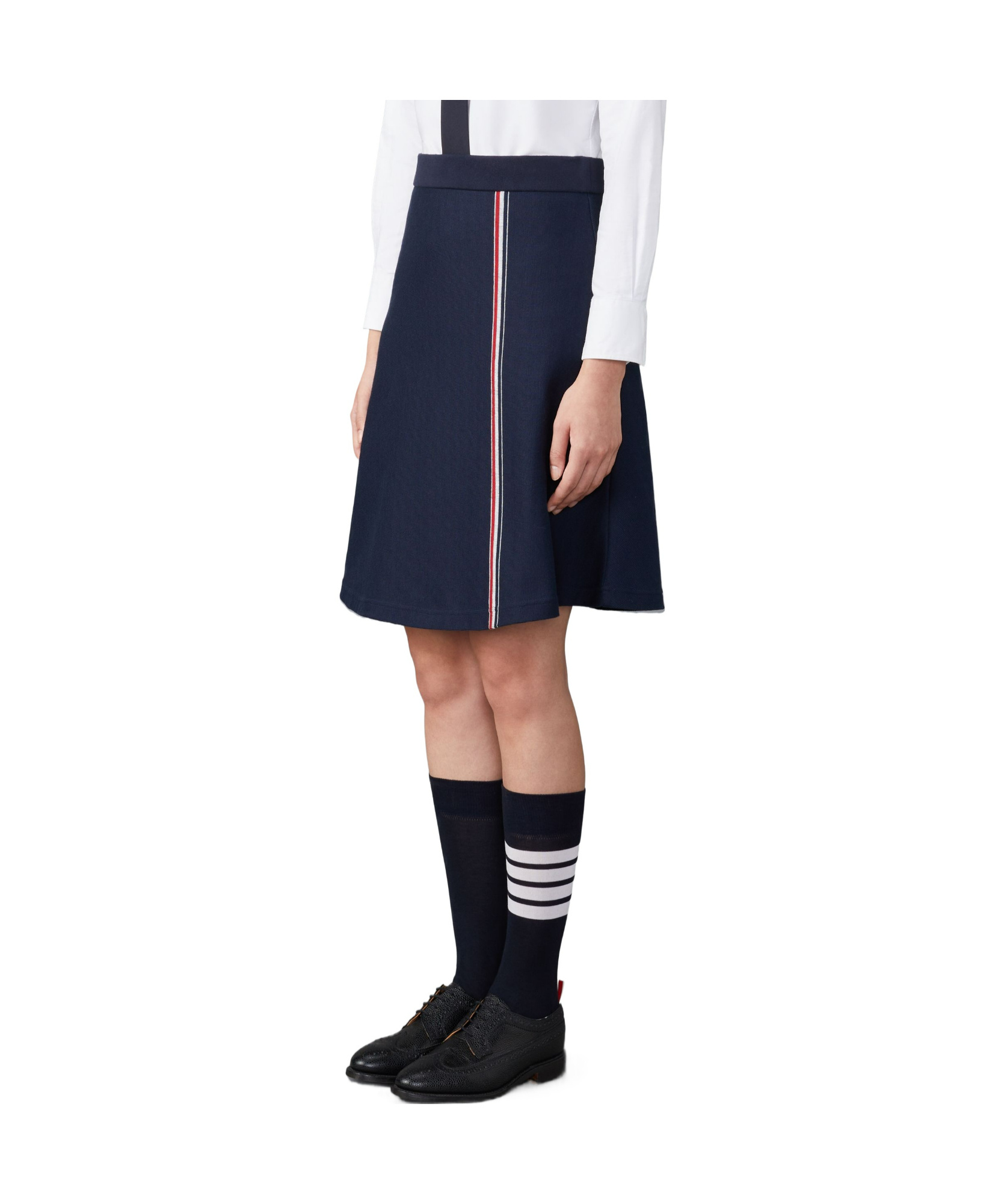 Thom Browne Flared Knitted Skirt In Black