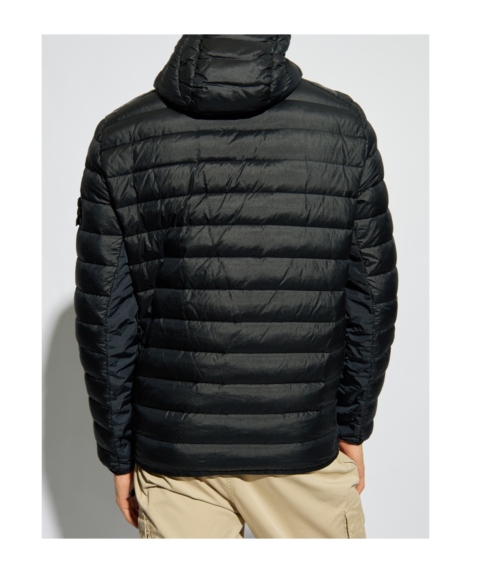 Stone Island Loom Woven Chambers Nylon Down Jacket In Blue