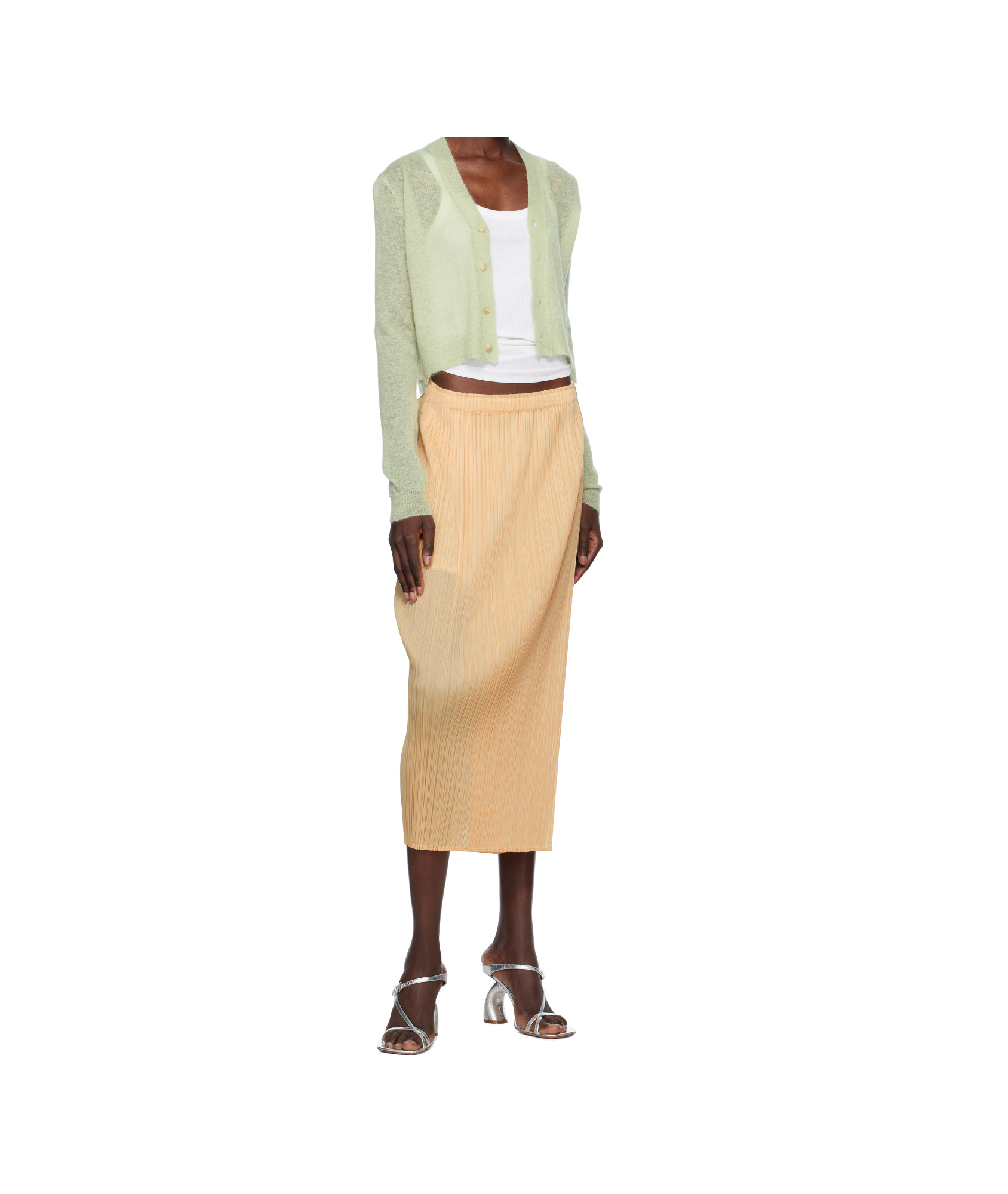 Shop Issey Miyake Elastic Waist Skirt In Yellow