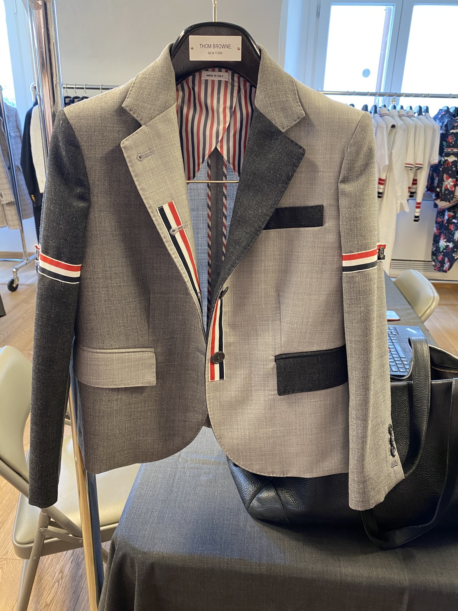Thom Browne Grey Fun-mix Wool 2 Ply Fresco High Armhole Jacket In Gray