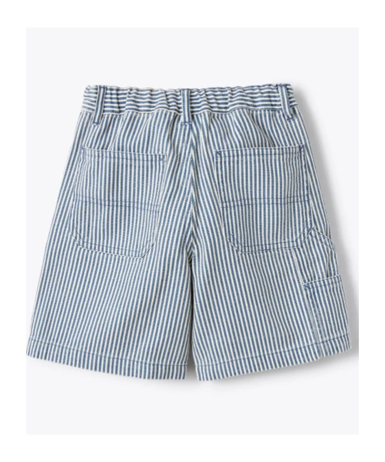 Il Gufo White/blue Striped Cotton And Linen Bermuda Shorts In Gray