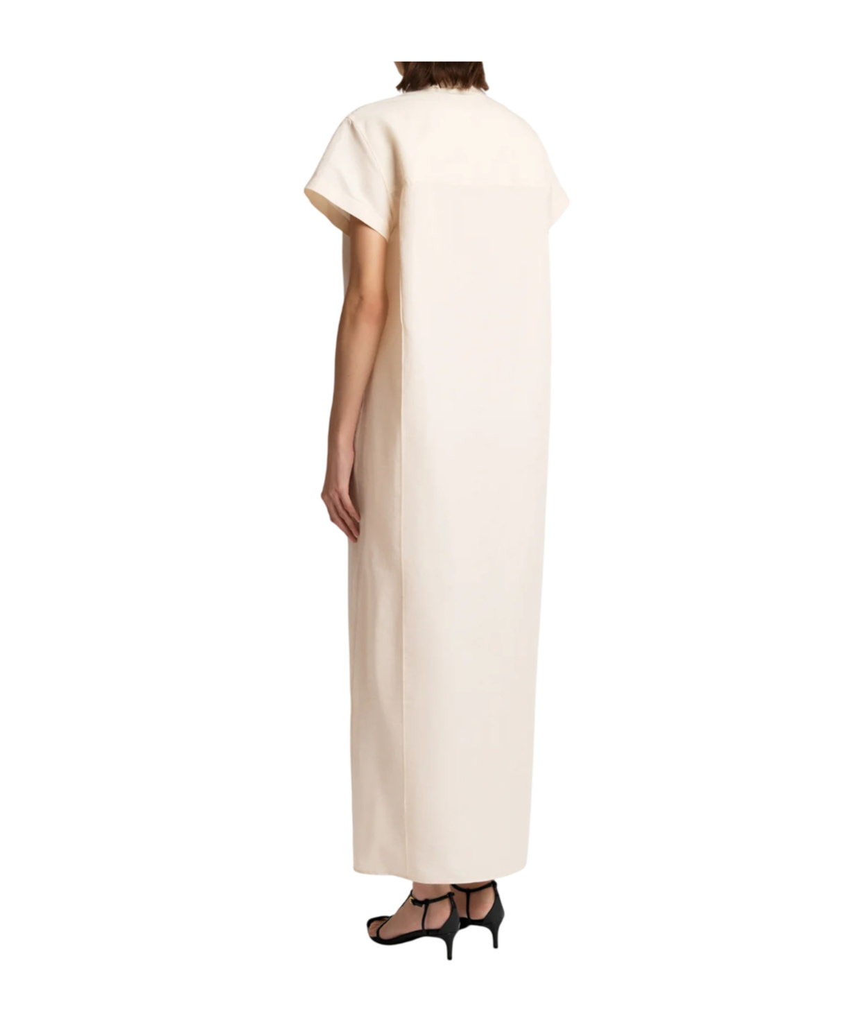 Khaite Effy Silk And Cotton-blend Organza Midi Shirt Dress In Neutral