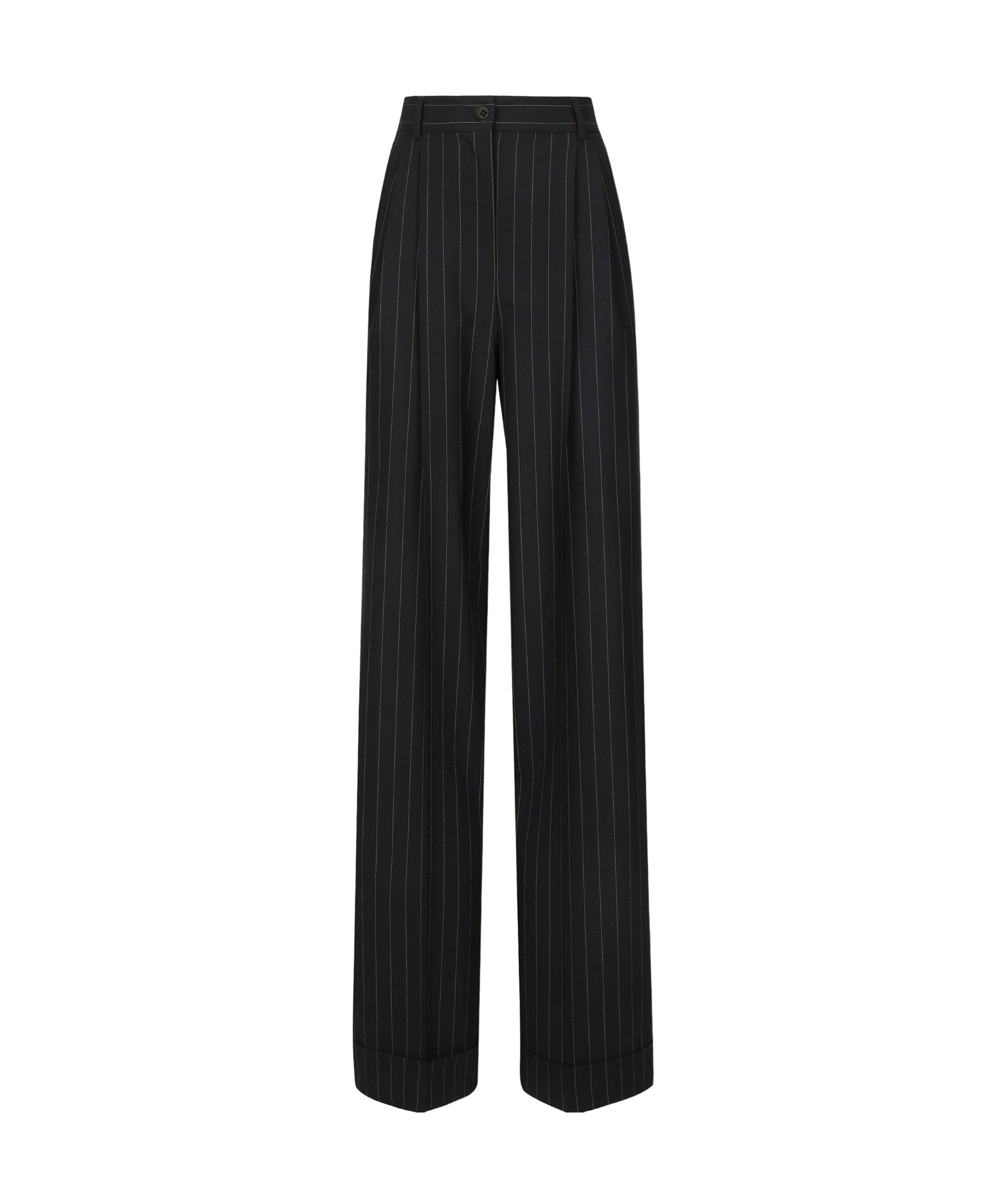Dolce & Gabbana High Waist Pinstripe Flared Pants In Black